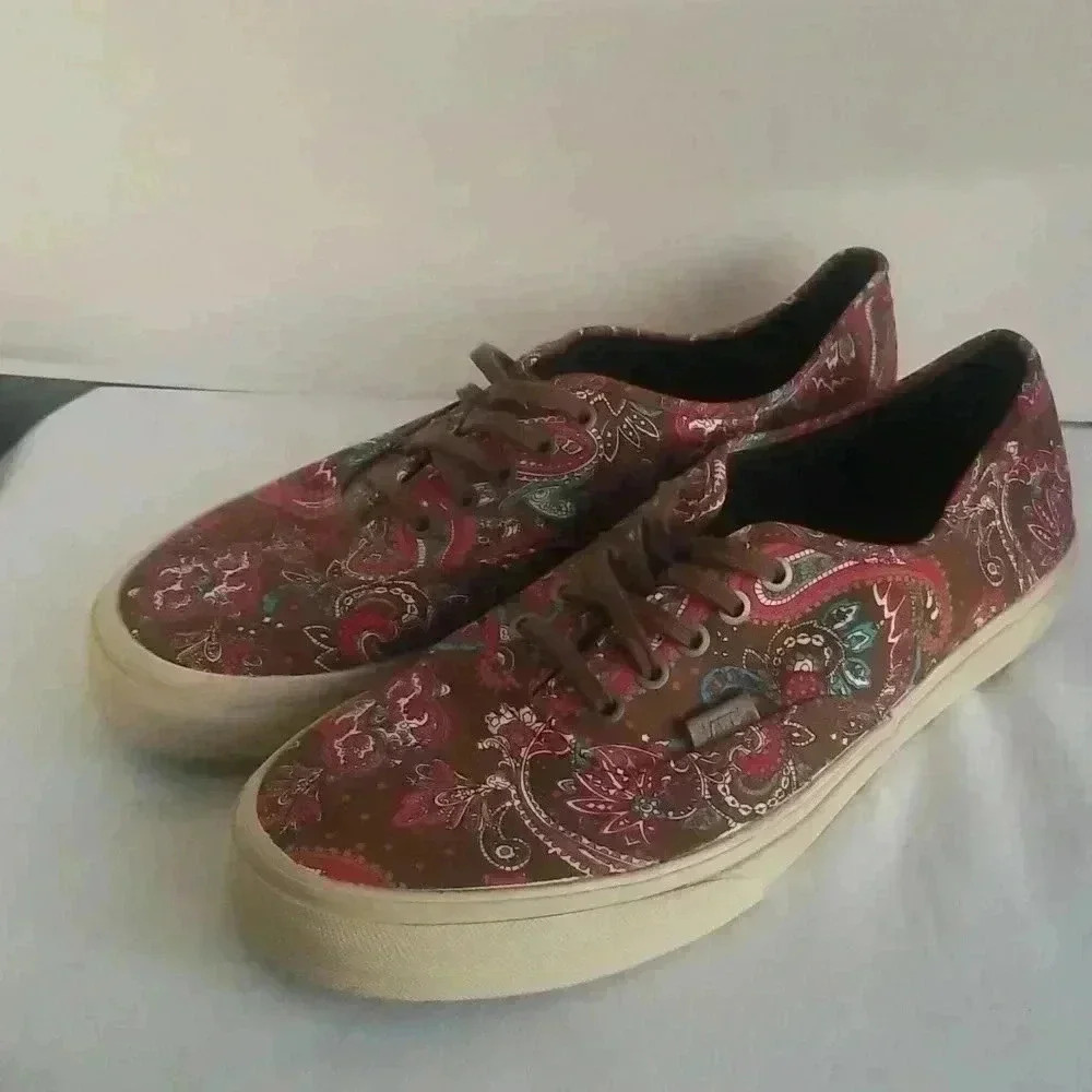 Vans Brown Paisley Print Canvas Sneakers